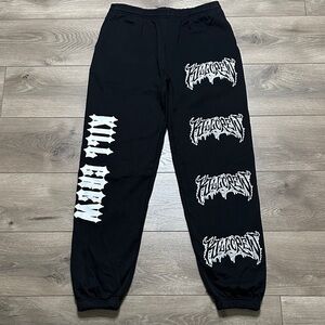Kill Crew Heavyweight Lux Metal Sweatpants Black White Size Large